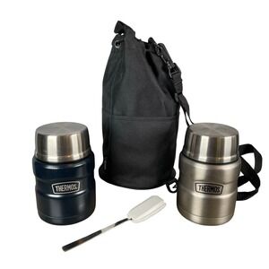 Insulated Food Jars Thermos Stainless Steel 16oz Spoon + Zojirushi Mr Bento 41oz